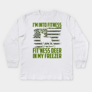 Hunting I'm Into Fitness Fit'ness Deer In My Freezer Kids Long Sleeve T-Shirt